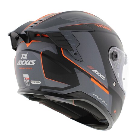 Axxis Hawk SV Evo Integraal helm Titan B4 mat zwart oranje grijs
