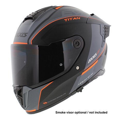 Axxis Hawk SV Evo Integraal helm Titan B4 mat zwart oranje grijs