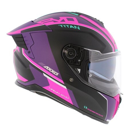 Axxis Hawk SV Evo Integraal helm Titan B8 mat zwart roze paars
