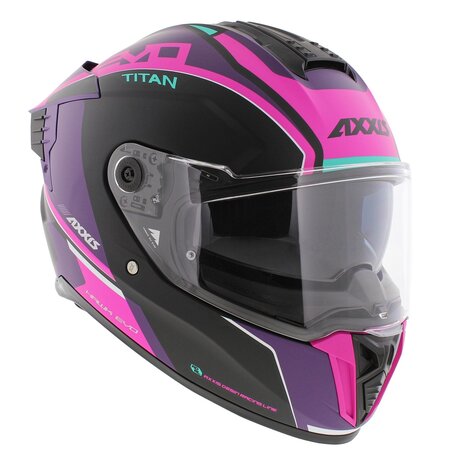 Axxis Hawk SV Evo Integraal helm Titan B8 mat zwart roze paars