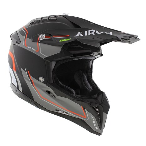 Airoh Helm Aviator 3 AMS&sup2; Leader mat zwart oranje grijs