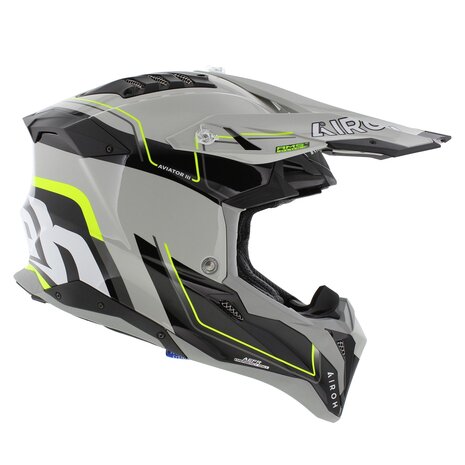 Airoh Helm Aviator 3 AMS&sup2; Leader glans grijs wit geel
