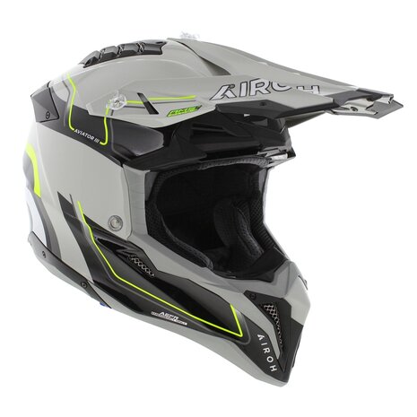 Airoh Helm Aviator 3 AMS&sup2; Leader glans grijs wit geel