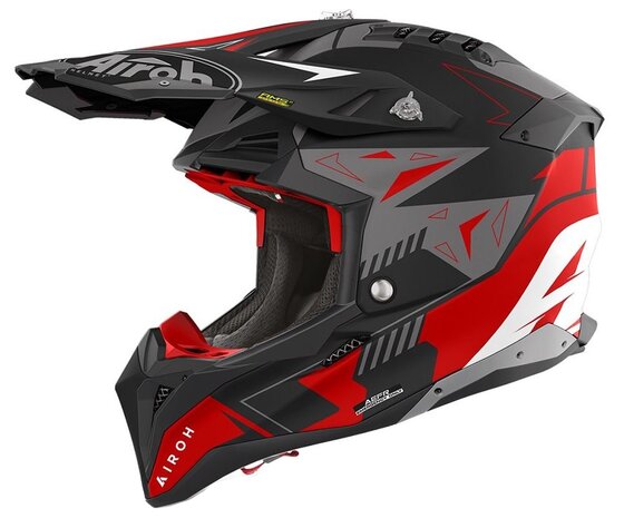 Airoh Helm Aviator 3 AMS&sup2; Spin mat rood zwart