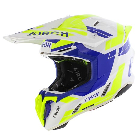Airoh Twist 3.0 crosshelm Dynasty wit blauw geel