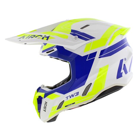 Airoh Twist 3.0 crosshelm Dynasty wit blauw geel