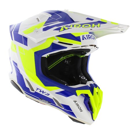Airoh Twist 3.0 crosshelm Dynasty wit blauw geel