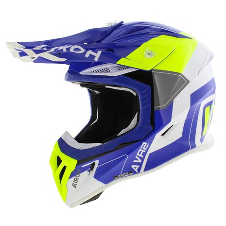 Airoh Aviator Ace 2 crosshelm Shield - blauw wit geel