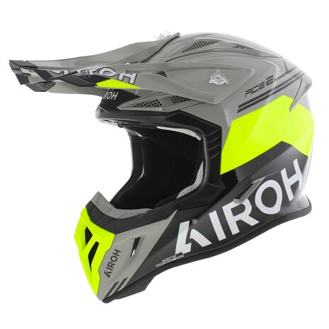Airoh Aviator Ace 2 crosshelm Fury - Grijs Geel Zwart