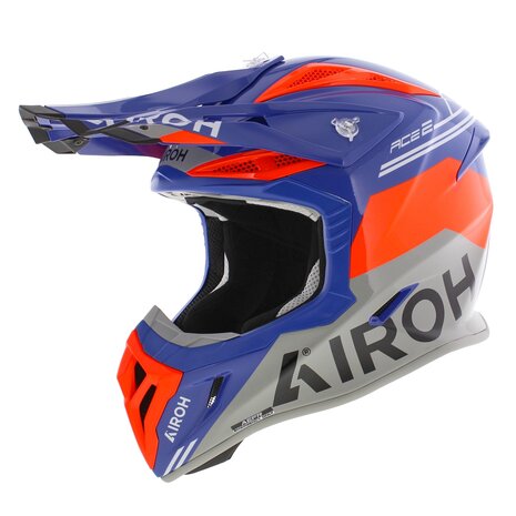Airoh Aviator Ace 2 crosshelm Fury - Grijs Blauw Rood