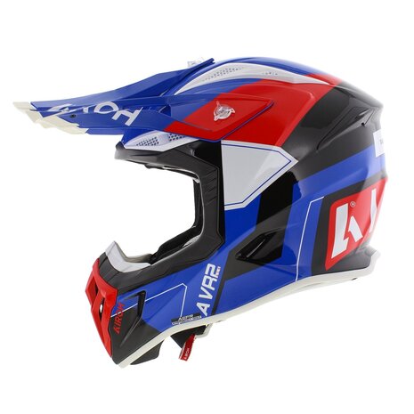 Airoh Aviator Ace 2 crosshelm Shield glans blauw wit rood