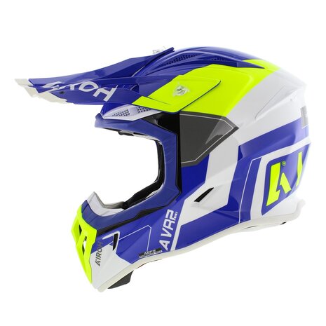 Airoh Aviator Ace 2 crosshelm Shield glans blauw wit geel