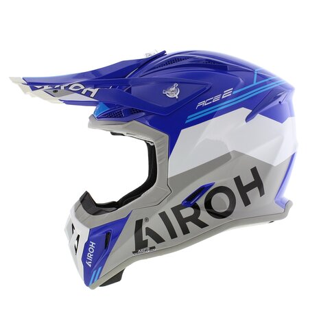 Airoh Aviator Ace 2 crosshelm Fury glans blauw wit grijs