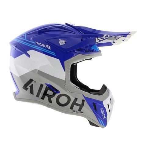 Airoh Aviator Ace 2 crosshelm Fury glans blauw wit grijs