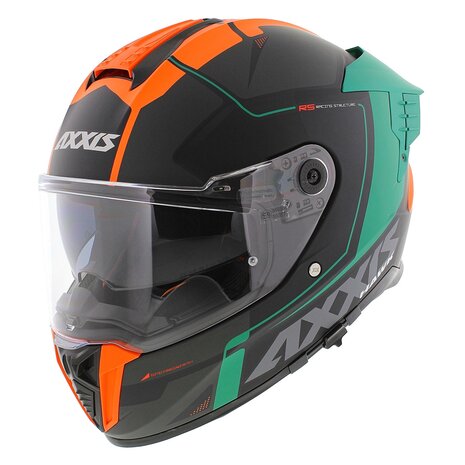 Axxis Hawk SV Evo Integraal helm Spear B4 mat zwart groen oranje