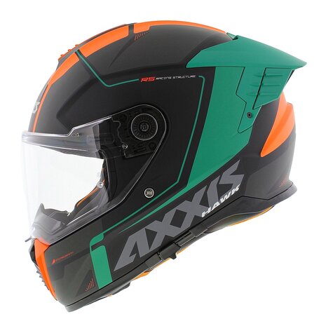 Axxis Hawk SV Evo Integraal helm Spear B4 mat zwart groen oranje