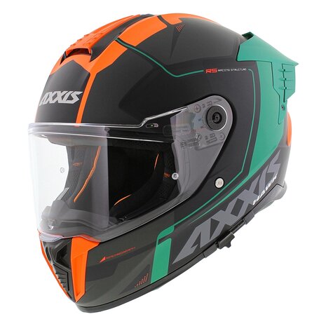 Axxis Hawk SV Evo Integraal helm Spear B4 mat zwart groen oranje