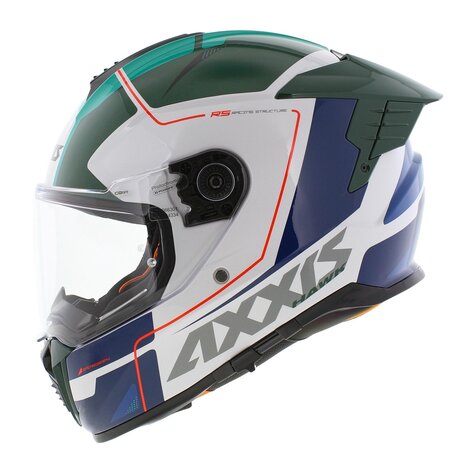 Axxis Hawk SV Evo Integraal helm Spear A6 glans groen wit blauw