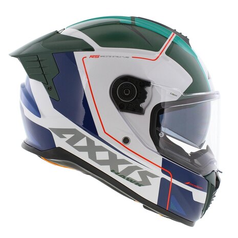 Axxis Hawk SV Evo Integraal helm Spear A6 glans groen wit blauw