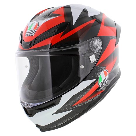 AGV K6 S Braven Motorhelm glans zwart rood wit