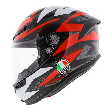 AGV K6 S Braven Motorhelm glans zwart rood wit