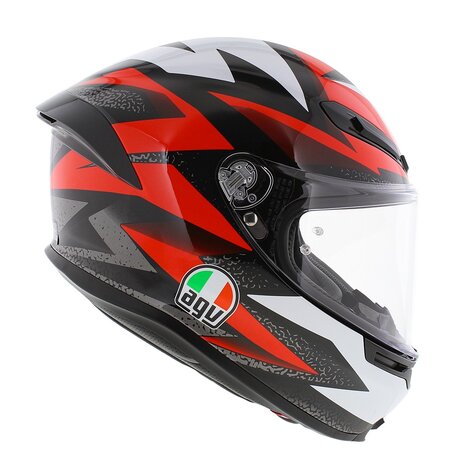 AGV K6 S Braven Motorhelm glans zwart rood wit
