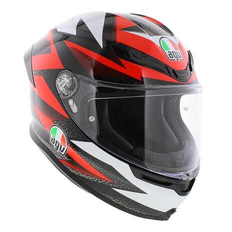 AGV K6 S Braven Motorhelm glans zwart rood wit