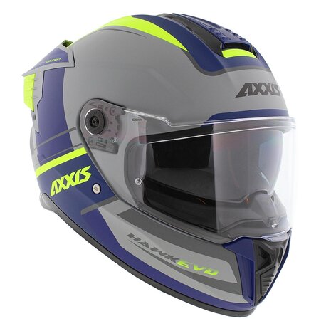 Axxis Hawk SV Evo Integraal helm Daytona C2 mat grijs blauw geel