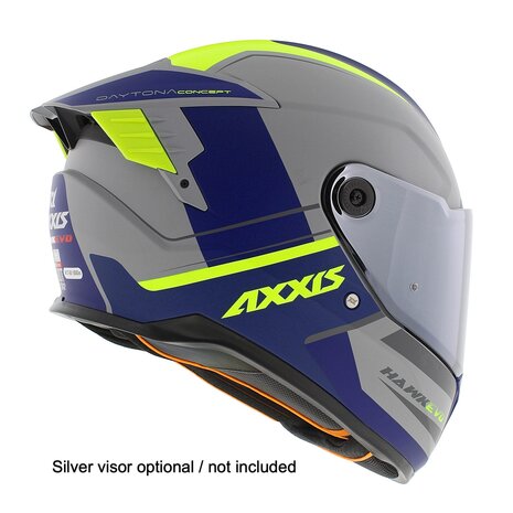 Axxis Hawk SV Evo Integraal helm Daytona C2 mat grijs blauw geel