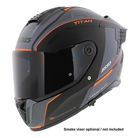 Axxis Hawk SV Evo Integraal helm Titan B4 mat zwart oranje grijs