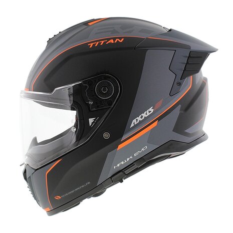Axxis Hawk SV Evo Integraal helm Titan B4 mat zwart oranje grijs