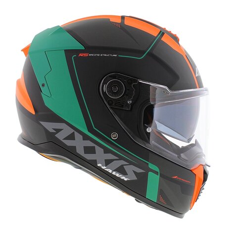Axxis Hawk SV Integraal helm Spear B4 mat zwart groen oranje