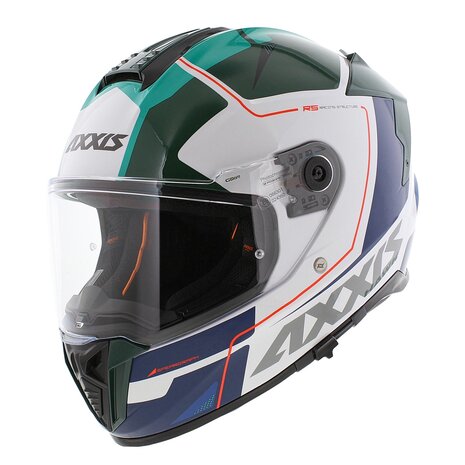 Axxis Hawk SV Integraal helm Spear A6 glans groen wit blauw