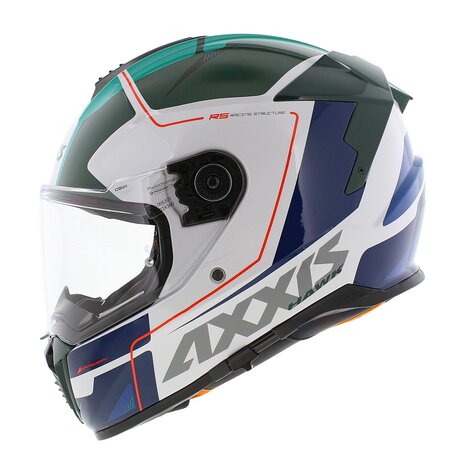 Axxis Hawk SV Integraal helm Spear A6 glans groen wit blauw