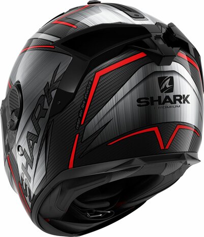 Shark Spartan GT Carbon Motorhelm Kromium zwart zilver rood - Maat XS