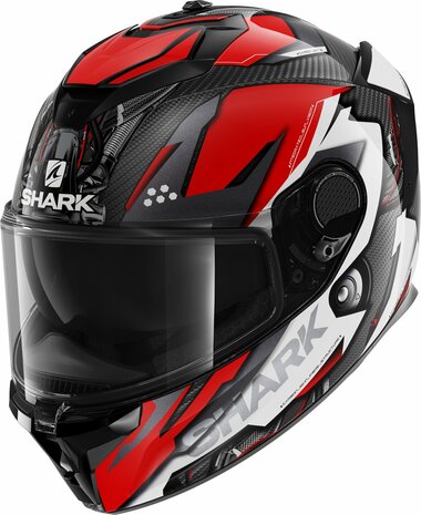 Shark Spartan GT Carbon motorhelm - Urikan glans carbon zwart rood wit - Maat XS