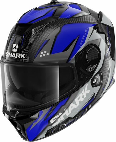 Shark Spartan GT Carbon motor helm - Urikan glans carbon zwart blauw zilver - Maat XS