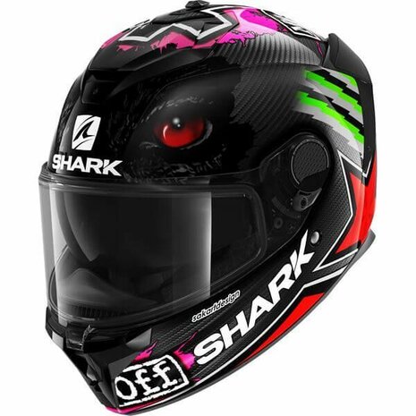 Shark Spartan GT Carbon motorhelm - Redding Replica - glans carbon zwart rood groen - Maat XL