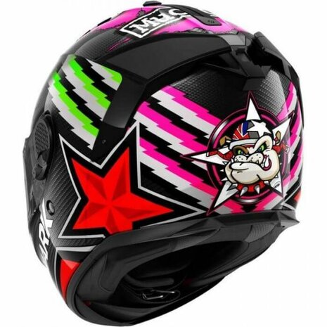 Shark Spartan GT Carbon motorhelm - Redding Replica - glans carbon zwart rood groen - Maat XL