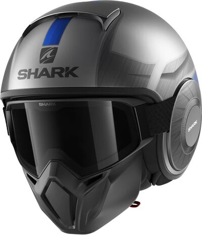 Shark Street Drak helm - Tribute RM mat zilver blauw - Maat XS 