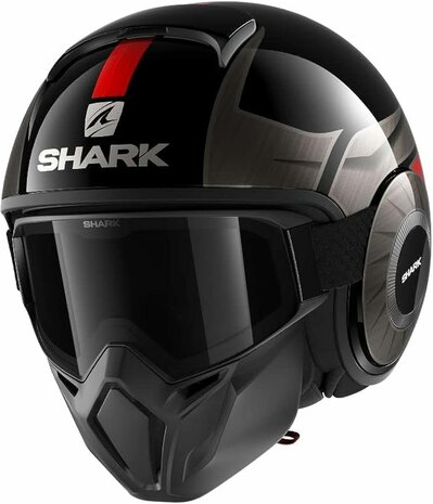 Shark Street Drak helm - Tribute RM glans zwart rood - Maat XS 