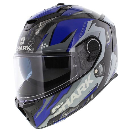 Shark Spartan GT Carbon motor helm - Urikan glans carbon zwart blauw zilver - Maat XS