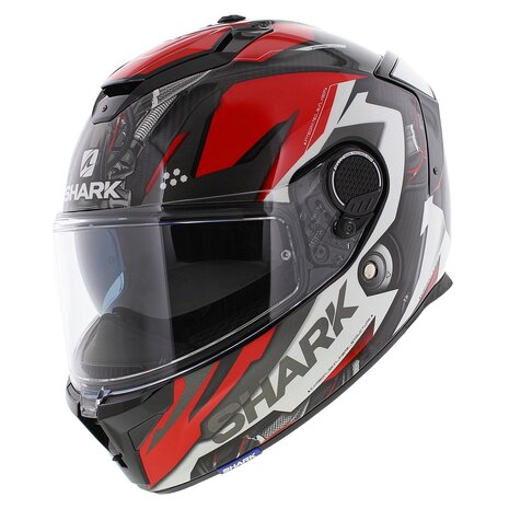 Shark Spartan GT Carbon motorhelm - Urikan glans carbon zwart rood wit - Maat XS