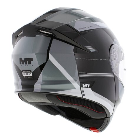 MT Genesis SV systeemhelm Raccoon glans zwart grijs