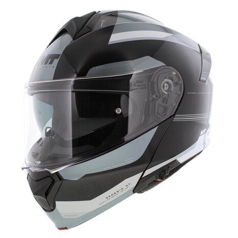 MT Genesis SV systeemhelm Raccoon glans zwart grijs