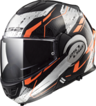 LS2 FF399 Valiant Roboto glans zwart oranje chrome systeemhelm LS2 FF399 Valiant Roboto glans zwart oranje chrome systeemhelm