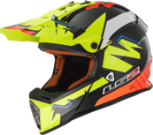 LS2 MX437 Fast Volt crosshelm glans zwart fluor geel LS2 MX437 Fast Volt crosshelm glans zwart fluor geel