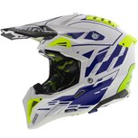 Airoh Aviator 3 AMS² Rampage glans blauw wit fluo geel Airoh Aviator 3 AMS² Rampage glans blauw wit fluo geel