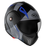 ROOF New Boxxer Systeemhelm Viper Mat Zwart Blauw ROOF New Boxxer Systeemhelm Viper Mat Zwart Blauw