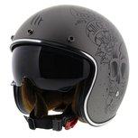 MT Jethelm Le Mans II SV Skull&Roses mat grijs MT Jethelm Le Mans II SV Skull&Roses mat grijs